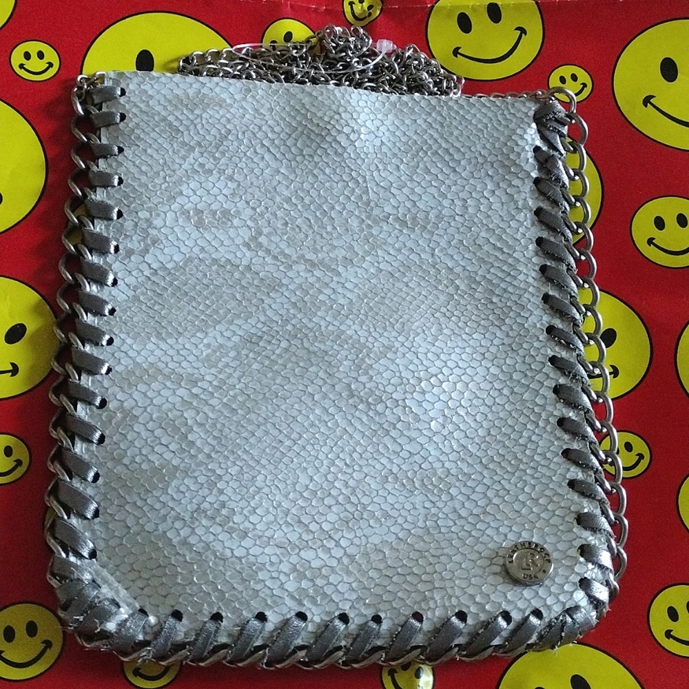 Leatherock Silver Snake-Print Leather Cell Phone Pouch